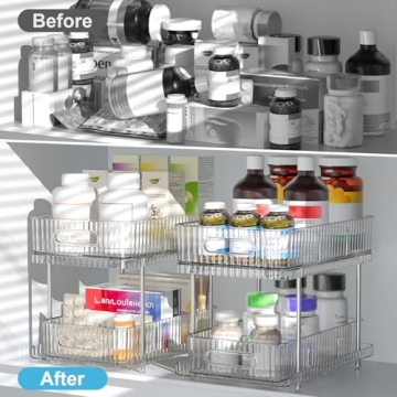 Fowooyeen 2-Tier Clear Organizer for Bathroom and Kitchen Storage