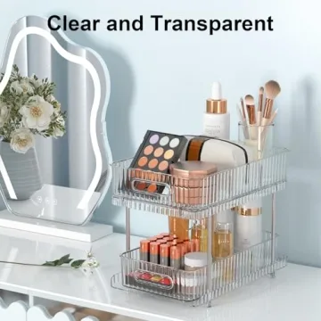 Fowooyeen 2-Tier Clear Organizer for Bathroom and Kitchen Storage