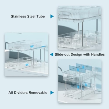 Fowooyeen 2-Tier Clear Organizer for Bathroom and Kitchen Storage