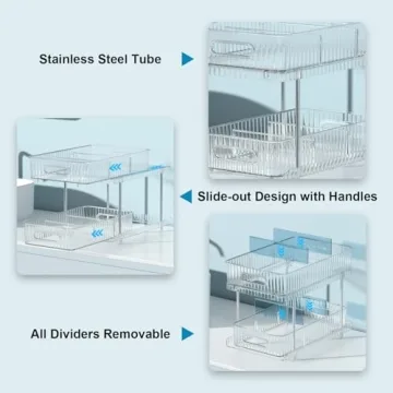 Fowooyeen 2-Tier Clear Organizer for Bathroom and Kitchen Storage