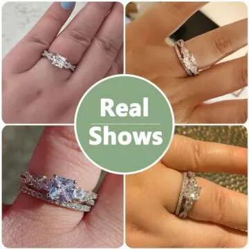 Newshe Jewellery 2.5ct Princess Pear White AAAAA Cz 925 Sterling Silver Engagement Wedding Ring Set Size 7