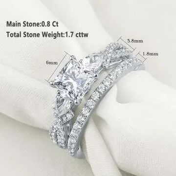 Newshe Jewellery 2.5ct Princess Pear White AAAAA Cz 925 Sterling Silver Engagement Wedding Ring Set Size 7