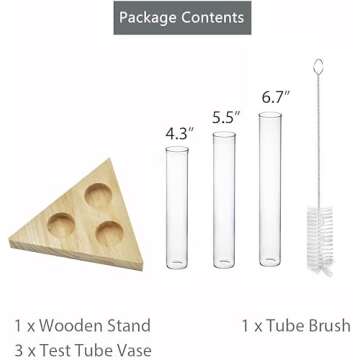 Ivolador Crystal Glass Test Tube Plant Terrarium Flower Pots for Hydroponic Plants Home Garden Decoration (Triangle Wooden Frame)