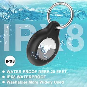 SEVROK IPX8 Waterproof AirTag Holder Keychain Case, Apple Air Tag Accessories, Solid Full-Body Protection Anit-Sratch Clear Shell, Works with Keychain, Bags, Dog Collar, Luggage and More, 4 Pack