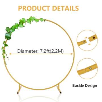 Xeapoms 7.2ft Round Balloon Arch Stand for Events and Parties