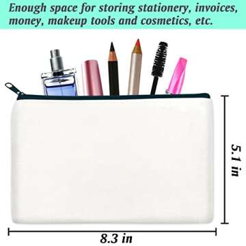 ZeeDix 8 Packs 8.3 x 5 inches Blank DIY Craft Bag Canvas - White Canvas Zipper Pouch Bags Multipurpo...