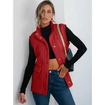 ANRABESS Womens Fuzzy Fleece Vest Sleeveless Casual Warm Button Down Sherpa Jackets Outerwear With P...