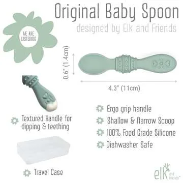 Elk and Friends Silicone Baby Spoons for Infants