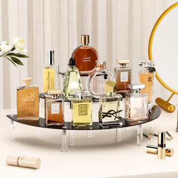 Display Stand Shelf For Pop Figure, 3 Tier Black Acrylic Cupcake Stand, Perfume Organizer Stands, 2 Pack Half Moon Dessert Stand for Display Or Collections