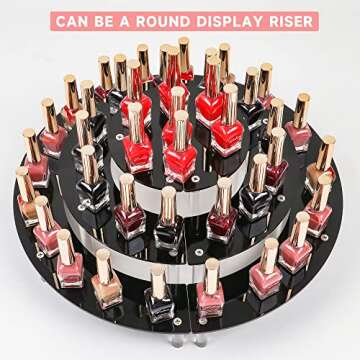 Display Stand Shelf For Pop Figure, 3 Tier Black Acrylic Cupcake Stand, Perfume Organizer Stands, 2 Pack Half Moon Dessert Stand for Display Or Collections