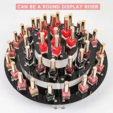 Display Stand Shelf For Pop Figure, 3 Tier Black Acrylic Cupcake Stand, Perfume Organizer Stands, 2 Pack Half Moon Dessert Stand for Display Or Collections