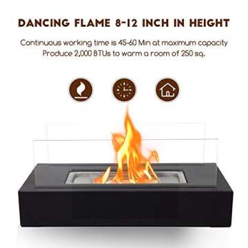 BRIAN & DANY Tabletop Fire Pit, Portable Indoor Fire Pit Tabletop Fireplace, Ethanol Table Top Firep...