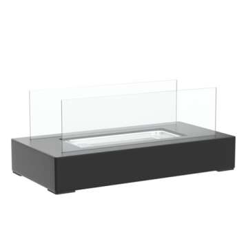 BRIAN & DANY Tabletop Fire Pit, Portable Indoor Fire Pit Tabletop Fireplace, Ethanol Table Top Firepit Decor Home Patio Balcony Outdoor, Black