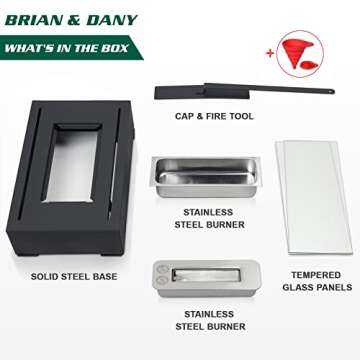 BRIAN & DANY Tabletop Fire Pit, Portable Indoor Fire Pit Tabletop Fireplace, Ethanol Table Top Firepit Decor Home Patio Balcony Outdoor, Black