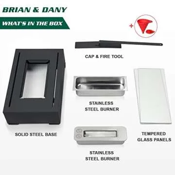 BRIAN & DANY Tabletop Fire Pit, Portable Indoor Fire Pit Tabletop Fireplace, Ethanol Table Top Firepit Decor Home Patio Balcony Outdoor, Black