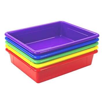 Colorful Storex Flat Storage Trays for Home & Office