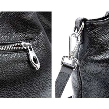 Iswee Black Leather Purse Elegant Crossbody for Women