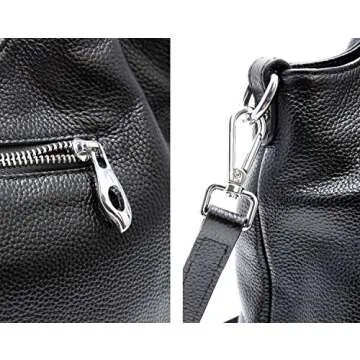 Iswee Black Leather Purse Elegant Crossbody for Women