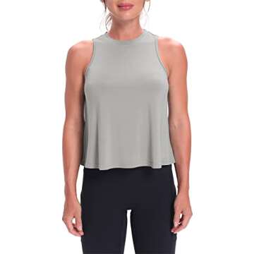 Mippo Cropped Workout Tops for Women Workout Shirts Sleeveless Tank Flowy Loose Crop High Neck Tank ...