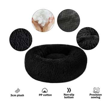 Nepfaivy Calming Dog Cat Bed - Round Donut Small Dog Bed, Fluffy Luxury Puppy Bed, Anti-Anxiety Plus...