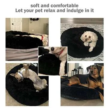 Nepfaivy Calming Dog Cat Bed - Round Donut Small Dog Bed, Fluffy Luxury Puppy Bed, Anti-Anxiety Plush Pet Bed Washable, Cozy Soft Self Warming Doggy Pillow Bed, Waterproof Anti-Slip Bottom
