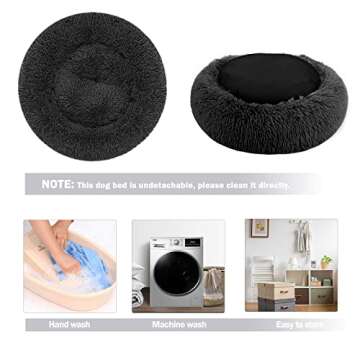 Nepfaivy Calming Dog Cat Bed - Round Donut Small Dog Bed, Fluffy Luxury Puppy Bed, Anti-Anxiety Plush Pet Bed Washable, Cozy Soft Self Warming Doggy Pillow Bed, Waterproof Anti-Slip Bottom