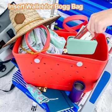 AIERSA Phone Holder for Bogg Bag Accessories, Silicone Insert Wallet for Bogg Bag Original All Models Rubber Beach Tote Bags, Green