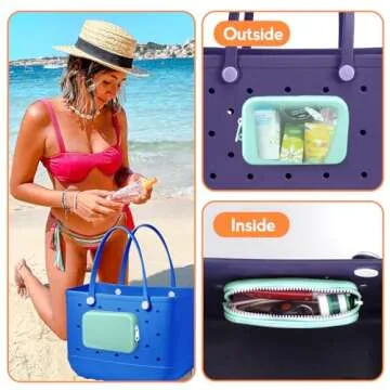 AIERSA Phone Holder for Bogg Bag Accessories, Silicone Insert Wallet for Bogg Bag Original All Models Rubber Beach Tote Bags, Green