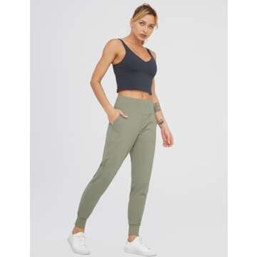 Dragon Fit Joggers for Women with Pockets,High Waist Workout Yoga Tapered Sweatpants Women's Lounge Pants Grey Green