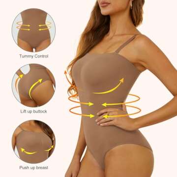 HOMETA Strapless Bodysuit for Women Tummy Control Shapewear