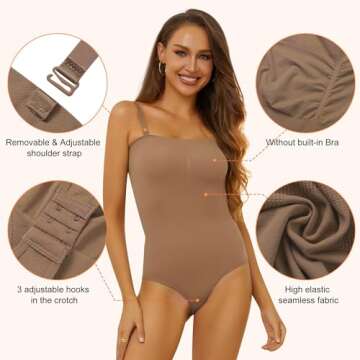 HOMETA Strapless Bodysuit for Women Tummy Control Shapewear