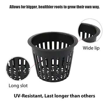 Business King 3 Inch Net Pots for Hydroponics 60 Packs with Plant Labels 60Pcs Heavy Duty Wide Mouth Net Cups Slotted Mesh Pot Garden Supplies (3 inch 60 Packs)