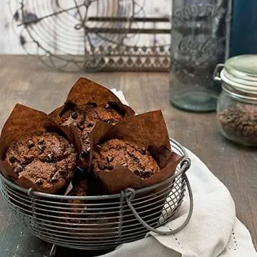 Augshy 120pcs Tulip Cupcake Liners Baking Cups Muffin Liners Tins Treat Cups for Weddings, Birthdays, Baby Showers, Brown and Natural