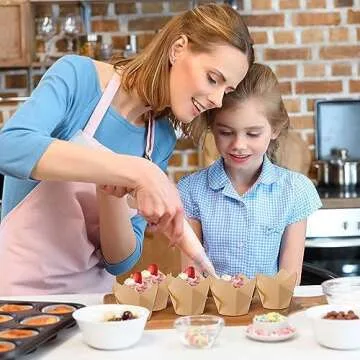 Augshy 120pcs Tulip Cupcake Liners Baking Cups Muffin Liners Tins Treat Cups for Weddings, Birthdays, Baby Showers, Brown and Natural