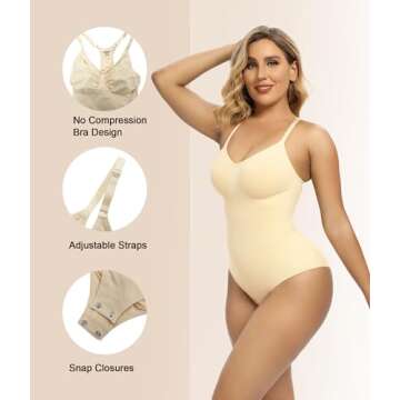SHAPERX Bodysuit for Women Tummy Control Shapewear Racerback Seamless Sculpting Body Shaper Tank Top,SZ5305-Beige-S/M