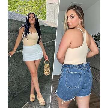 SHAPERX Bodysuit for Women Tummy Control Shapewear Racerback Seamless Sculpting Body Shaper Tank Top,SZ5305-Beige-S/M