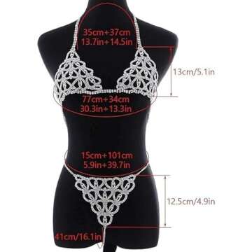 Evild Bling Sexy Bra Chain Silver Bikini Lingerie Sparkly Body Chain Crystal Underwear for Women