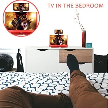 12" Screen Magnifier –3D HD Mobile Phone Magnifier Projector Screen Enlarger for Movies, Videos, and Gaming–Foldable Cell Phone Stand with Screen Amplifier–Supports All Smartphones (Red, 12inch)