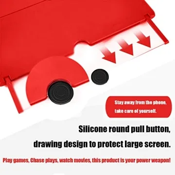 12" Screen Magnifier –3D HD Mobile Phone Magnifier Projector Screen Enlarger for Movies, Videos, and Gaming–Foldable Cell Phone Stand with Screen Amplifier–Supports All Smartphones (Red, 12inch)