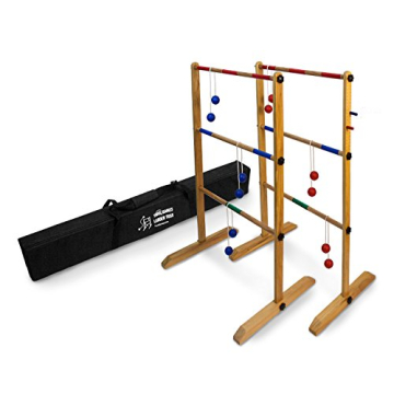 Ladder Toss Game with Golf Ball Bolas and Wooden Frames