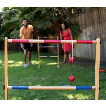 Ladder Toss Game with Golf Ball Bolas and Wooden Frames