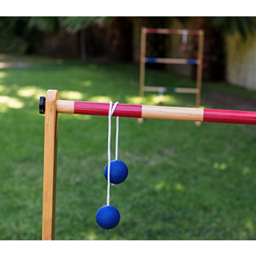 Ladder Toss Game with Golf Ball Bolas and Wooden Frames