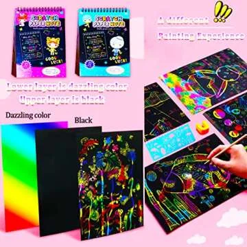 JUNQIU Scratch Paper Art Kit for Kids - Fun & Mess-Free