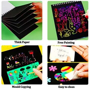 JUNQIU Scratch Paper Art Kit for Kids - Fun & Mess-Free