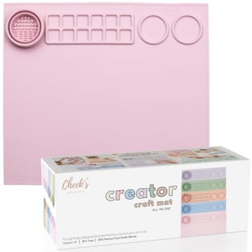 Cheek's Paper Room-Creator Original Silicone Craft Mat with Brush Cleaner for Painting, Clay, and Cr...