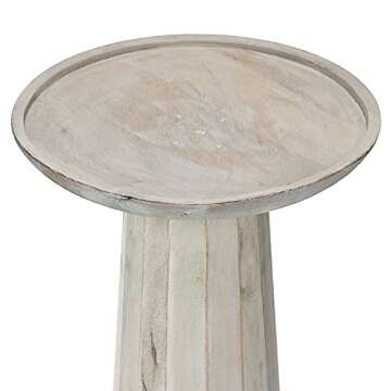 SIMPLIHOME Dayton SOLID MANGO WOOD 13 Inch Wide Round Wooden Accent Table in White Wash, Fully Assembled, For the Living Room and Bedroom