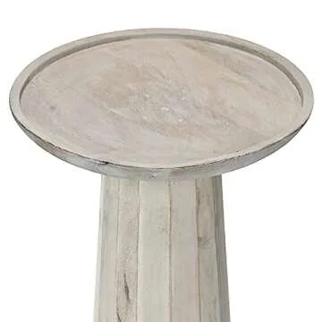 SIMPLIHOME Dayton SOLID MANGO WOOD 13 Inch Wide Round Wooden Accent Table in White Wash, Fully Assembled, For the Living Room and Bedroom