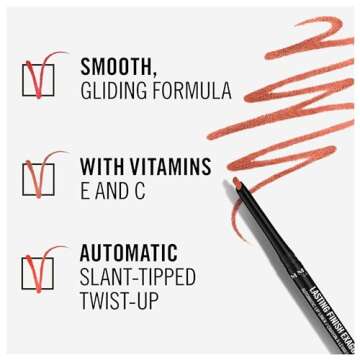 Rimmel Lasting Finish Exaggerate Automatic Lip Liner - Rich, Smooth Formula, Long Lasting - 018 Rose Addiction, .01oz