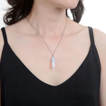 Lab Created White Opal Drop Pendant Necklace - Energy Healing Jewelry