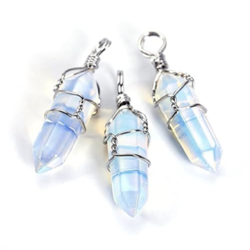 Lab Created White Opal Drop Pendant Necklace - Energy Healing Jewelry